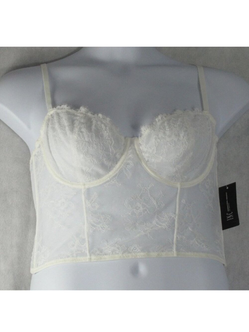 INC International Concepts Women's Sexy Lace Bustier Lingerie, Washed White
